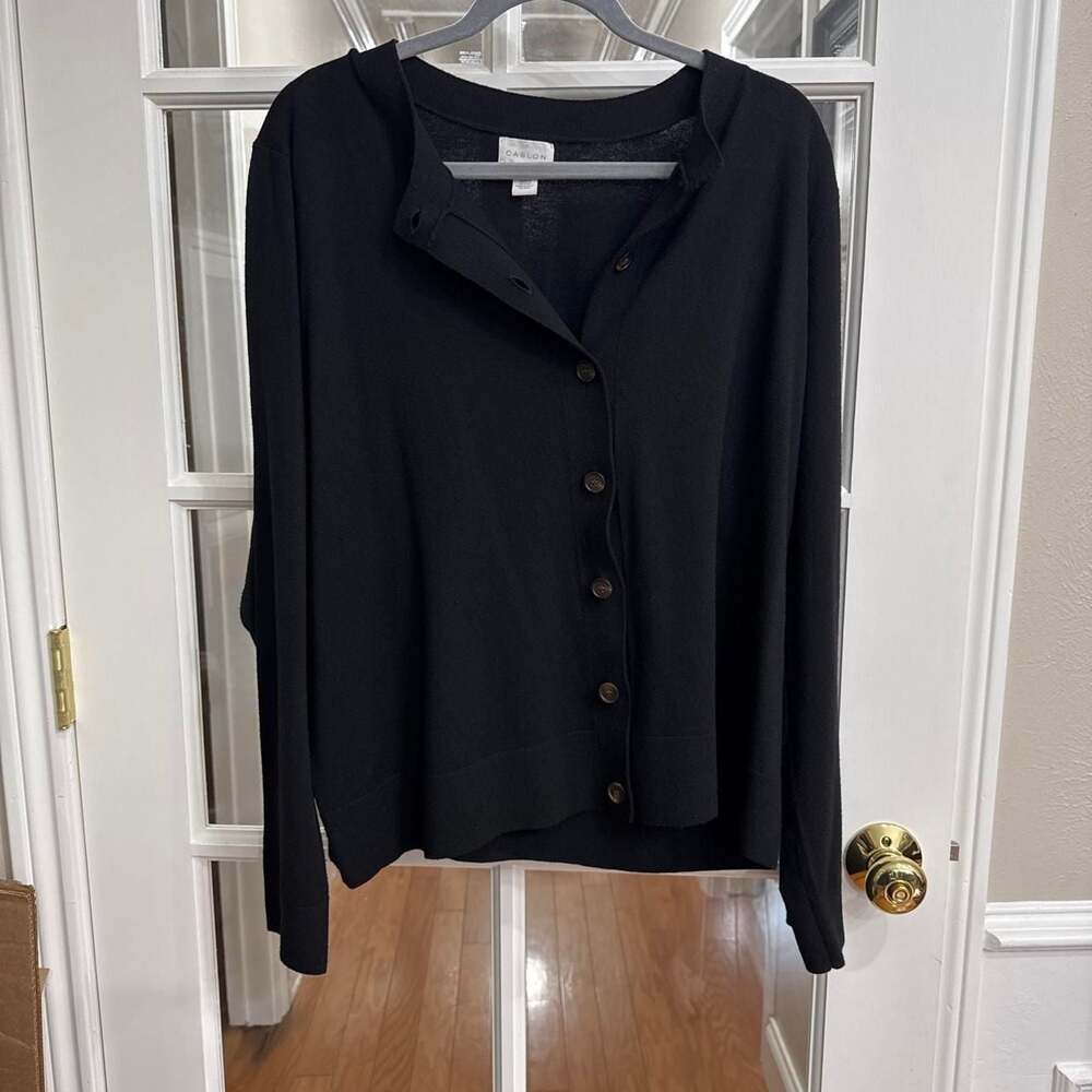 Caslon Black Button Front Long Sleeve Cardigan